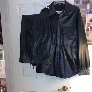 Leather pants and jacket